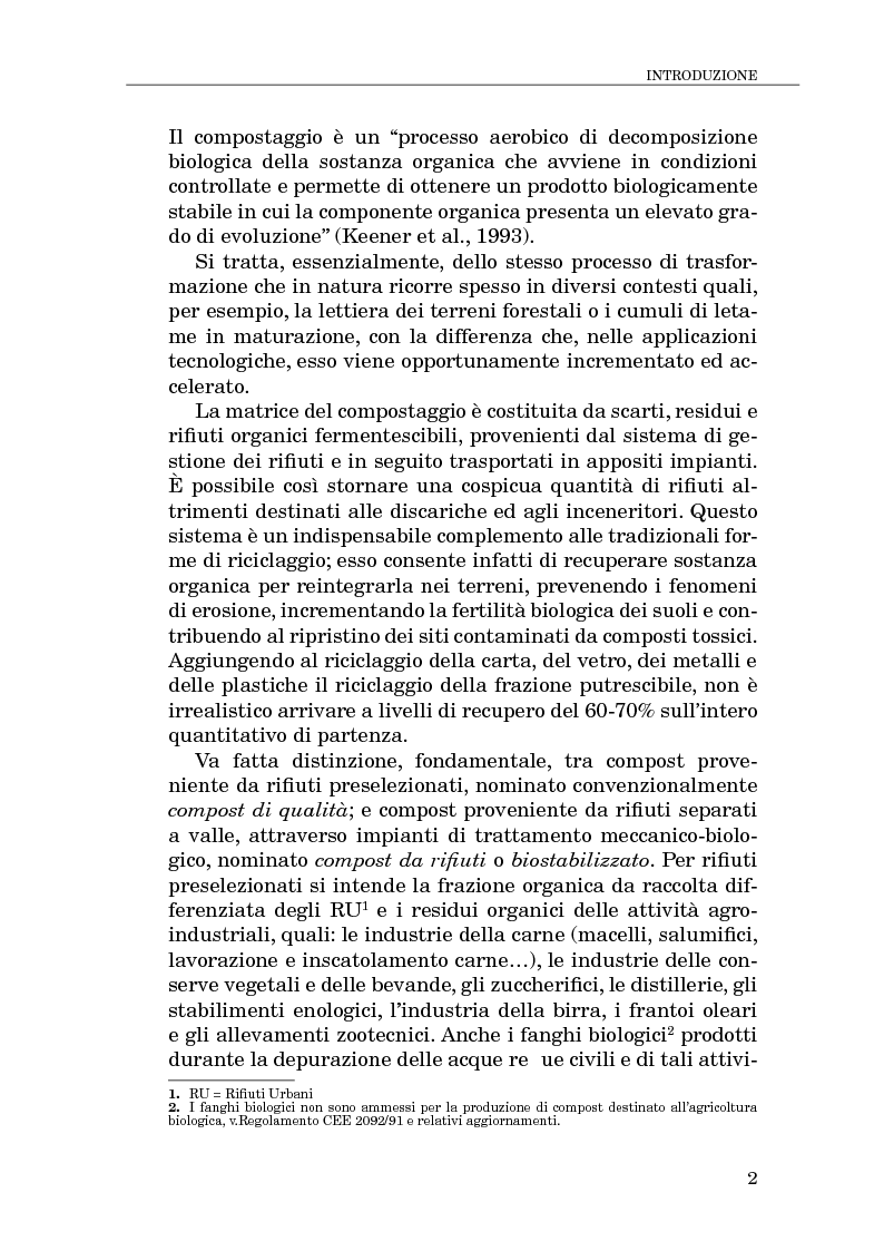 Anteprima della tesi: Il compostaggio, fase essenziale nel recupero agricolo dei rifiuti solidi, Pagina 2