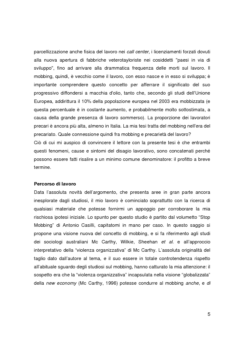 Anteprima della tesi: Il mobbing nell'era del precariato - Le cause di una pratica apparentemente improduttiva e i suoi collegamenti con il nuovo mondo del lavoro, Pagina 3