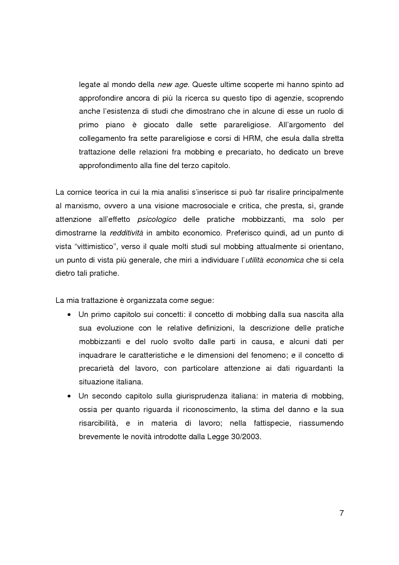 Anteprima della tesi: Il mobbing nell'era del precariato - Le cause di una pratica apparentemente improduttiva e i suoi collegamenti con il nuovo mondo del lavoro, Pagina 5