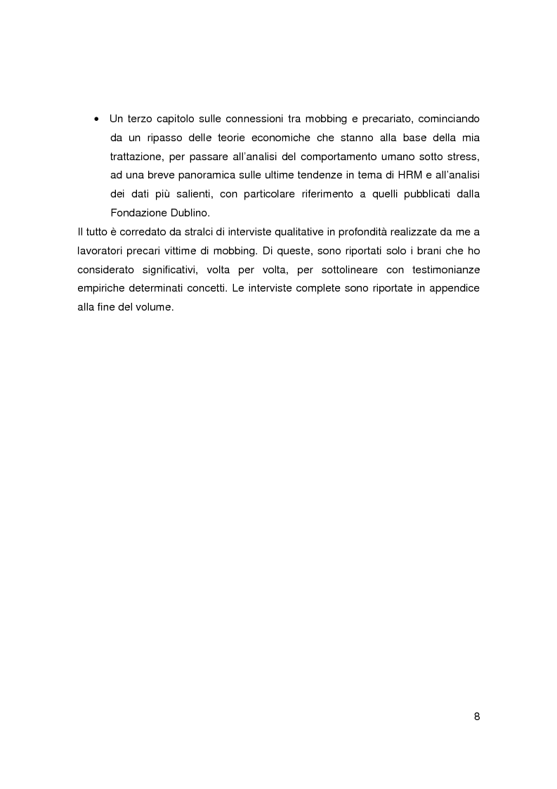 Anteprima della tesi: Il mobbing nell'era del precariato - Le cause di una pratica apparentemente improduttiva e i suoi collegamenti con il nuovo mondo del lavoro, Pagina 6