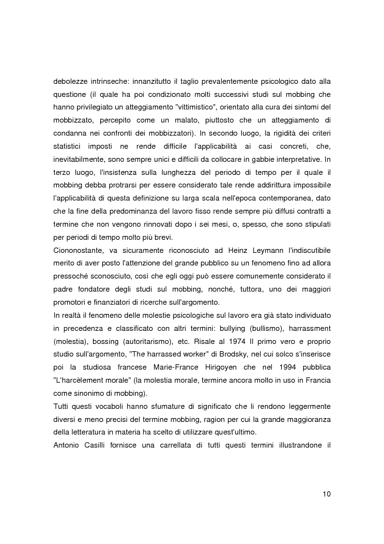 Anteprima della tesi: Il mobbing nell'era del precariato - Le cause di una pratica apparentemente improduttiva e i suoi collegamenti con il nuovo mondo del lavoro, Pagina 8