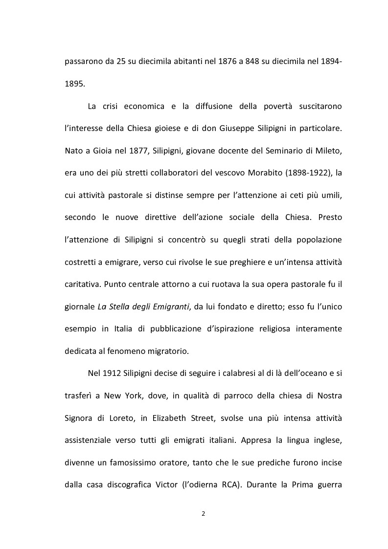 Anteprima della tesi: L'emigrazione calabrese (1880-1914): i problemi, i protagonisti, la stampa, Pagina 2