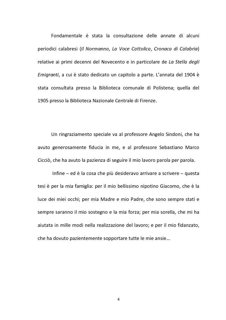 Anteprima della tesi: L'emigrazione calabrese (1880-1914): i problemi, i protagonisti, la stampa, Pagina 4