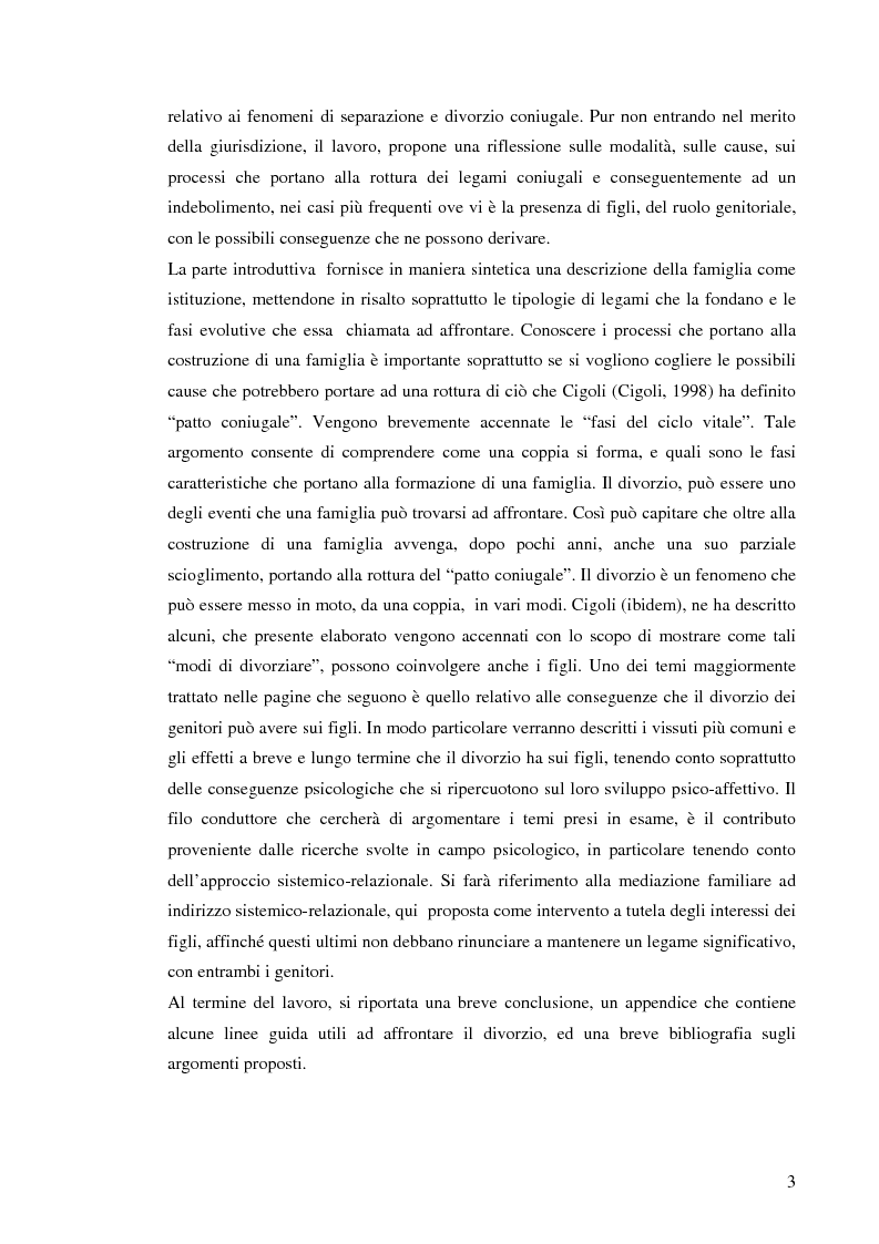 Anteprima della tesi: Figli di amori conclusi: come vivono l'esperienza del divorzio. Cosa cambia, cosa rimane, Pagina 2