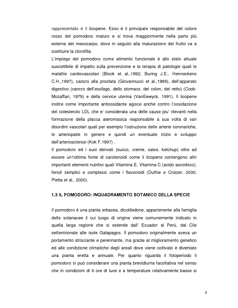 Anteprima della tesi: Pattern isoenzimatico e attività di perossidasi in frutti di pomodoro dela linea HP-1 maturati in presenza o assenza della radiazione UV-B, Pagina 3