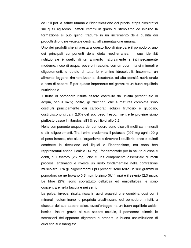 Anteprima della tesi: Pattern isoenzimatico e attività di perossidasi in frutti di pomodoro dela linea HP-1 maturati in presenza o assenza della radiazione UV-B, Pagina 5