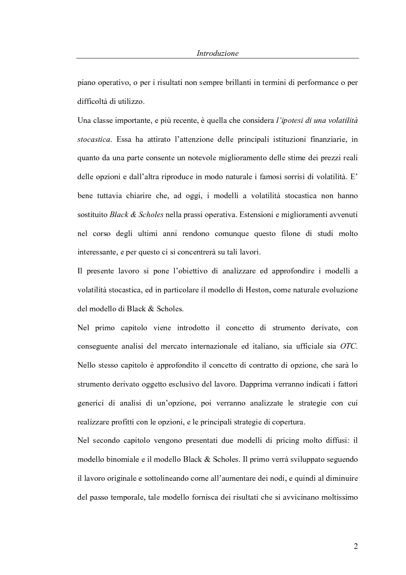 Anteprima della tesi: Il pricing delle opzioni: implicazioni operative del modello di Heston, Pagina 2