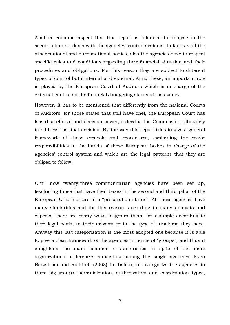 Anteprima della tesi: The European Agencies: An Analysis of Their Characteristics and Evolution in the Communitarian Framework, Pagina 3