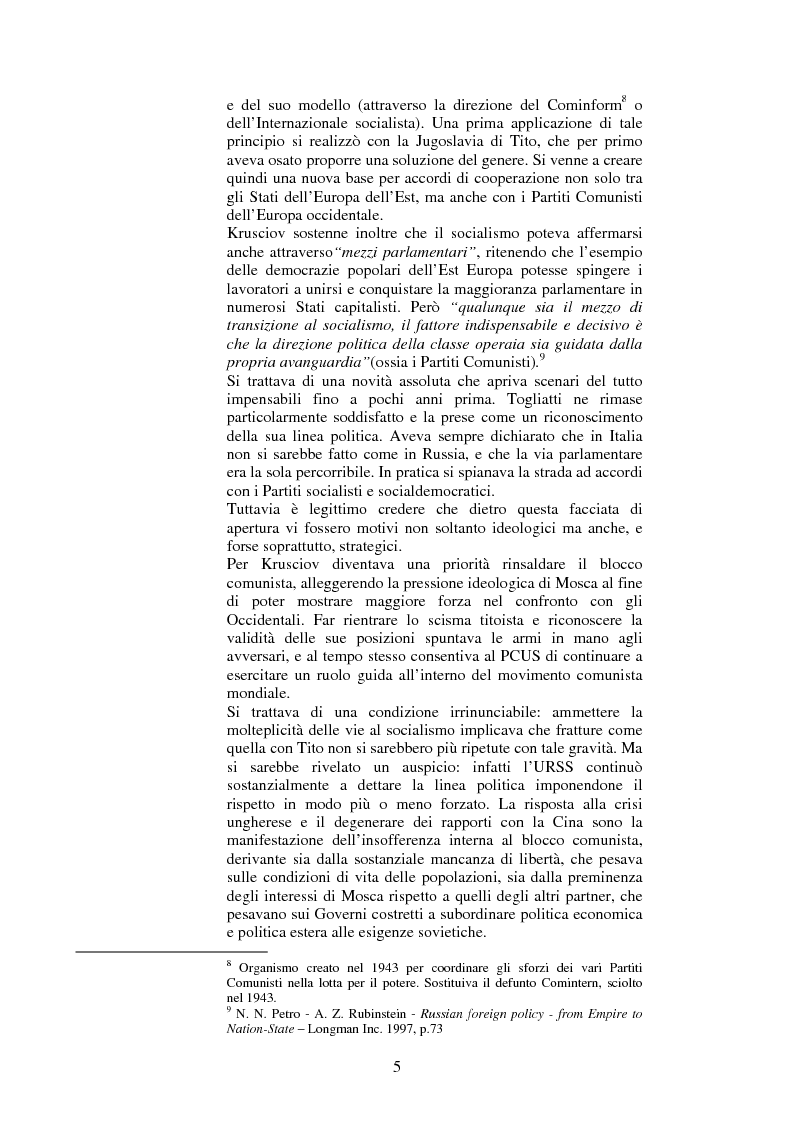 Anteprima della tesi: La politica estera dell'Unione Sovietica e il XX Congresso del PCUS, Pagina 4