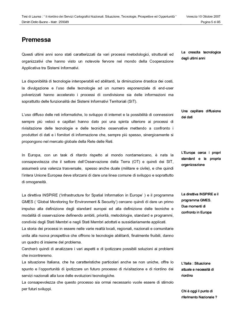 Anteprima della tesi: Il riordino dei Servizi Cartografici Nazionali. Situazione, tecnologie, prospettive ed opportunità., Pagina 3