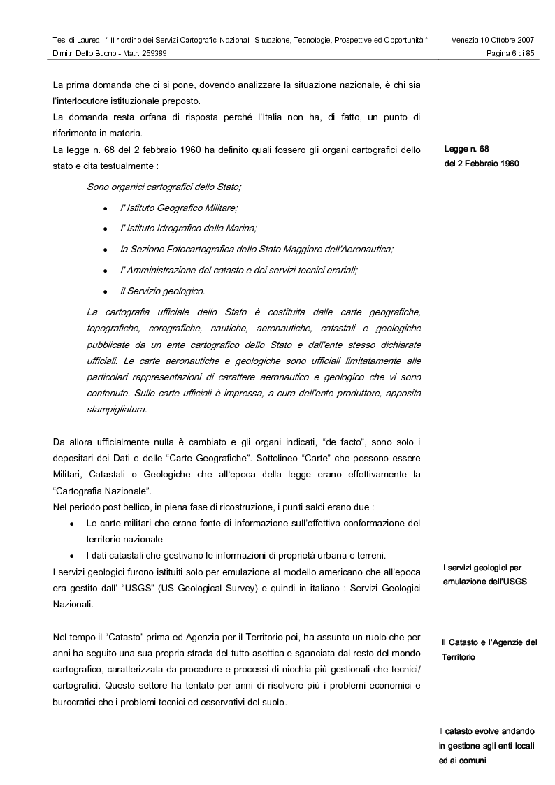 Anteprima della tesi: Il riordino dei Servizi Cartografici Nazionali. Situazione, tecnologie, prospettive ed opportunità., Pagina 4