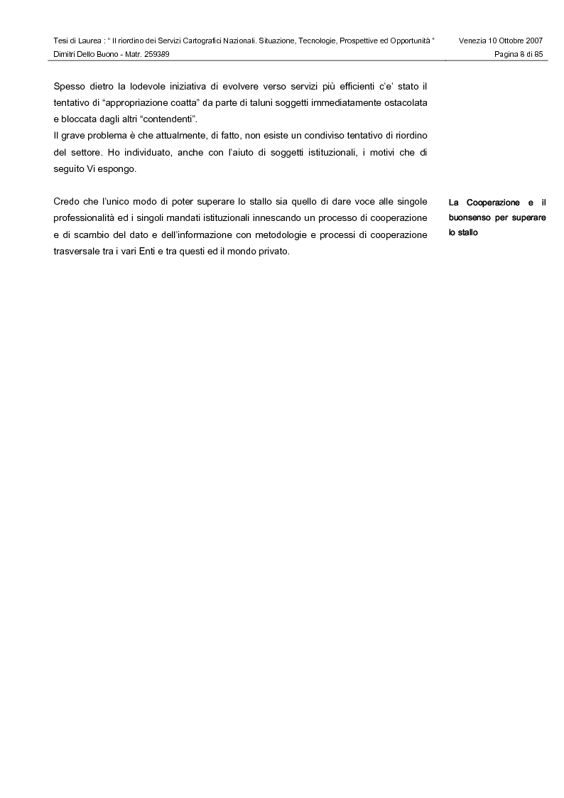 Anteprima della tesi: Il riordino dei Servizi Cartografici Nazionali. Situazione, tecnologie, prospettive ed opportunità., Pagina 6