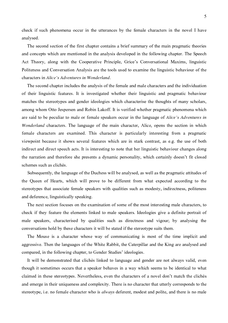 Anteprima della tesi: Lingua, genere e potere in Alice’s Adventures in Wonderland, Pagina 2