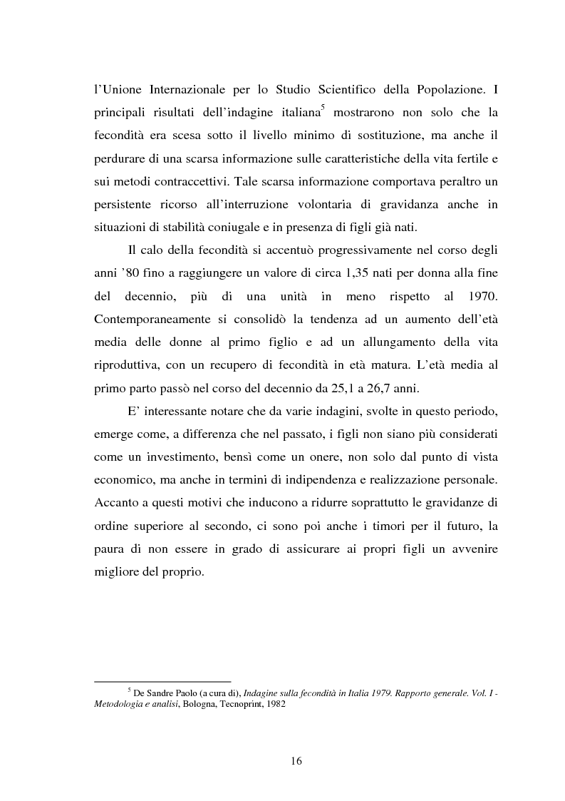 Anteprima della tesi: La fecondità in Italia: riflessioni teoriche ed evidenze empiriche in un confronto tra le province, Pagina 10