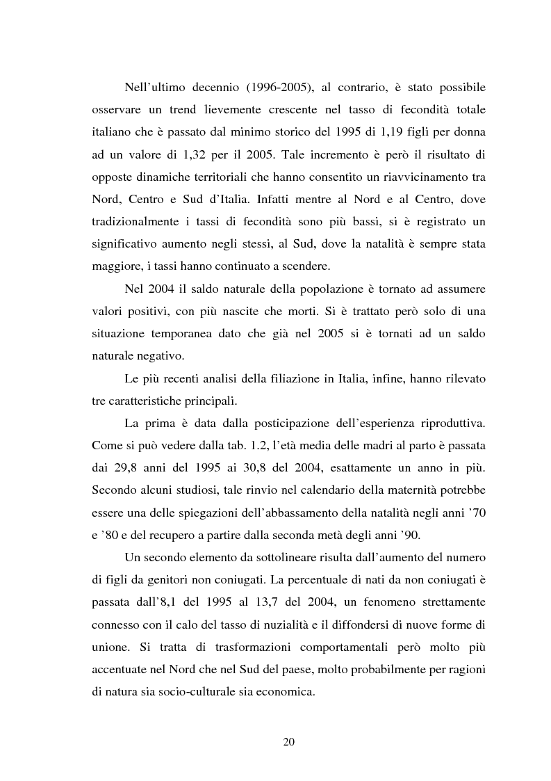 Anteprima della tesi: La fecondità in Italia: riflessioni teoriche ed evidenze empiriche in un confronto tra le province, Pagina 14