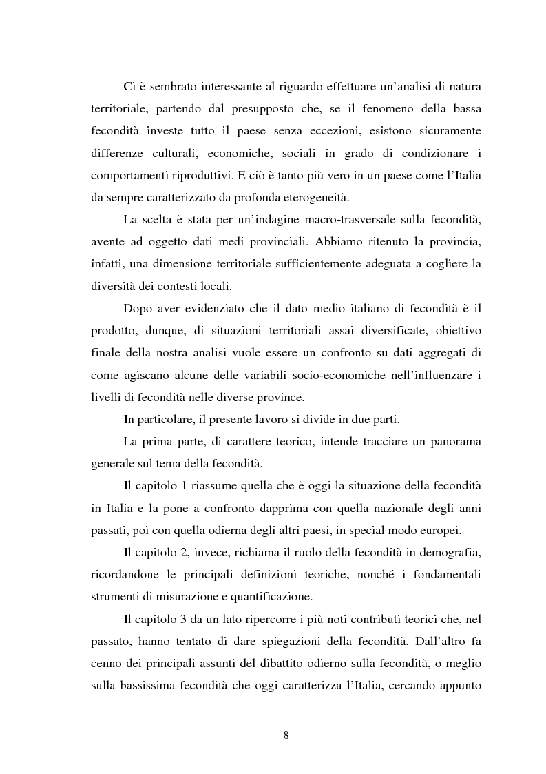Anteprima della tesi: La fecondità in Italia: riflessioni teoriche ed evidenze empiriche in un confronto tra le province, Pagina 2