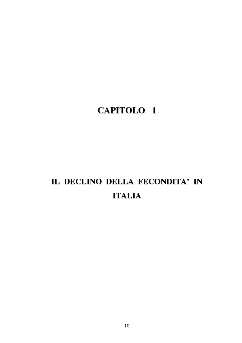 Anteprima della tesi: La fecondità in Italia: riflessioni teoriche ed evidenze empiriche in un confronto tra le province, Pagina 4