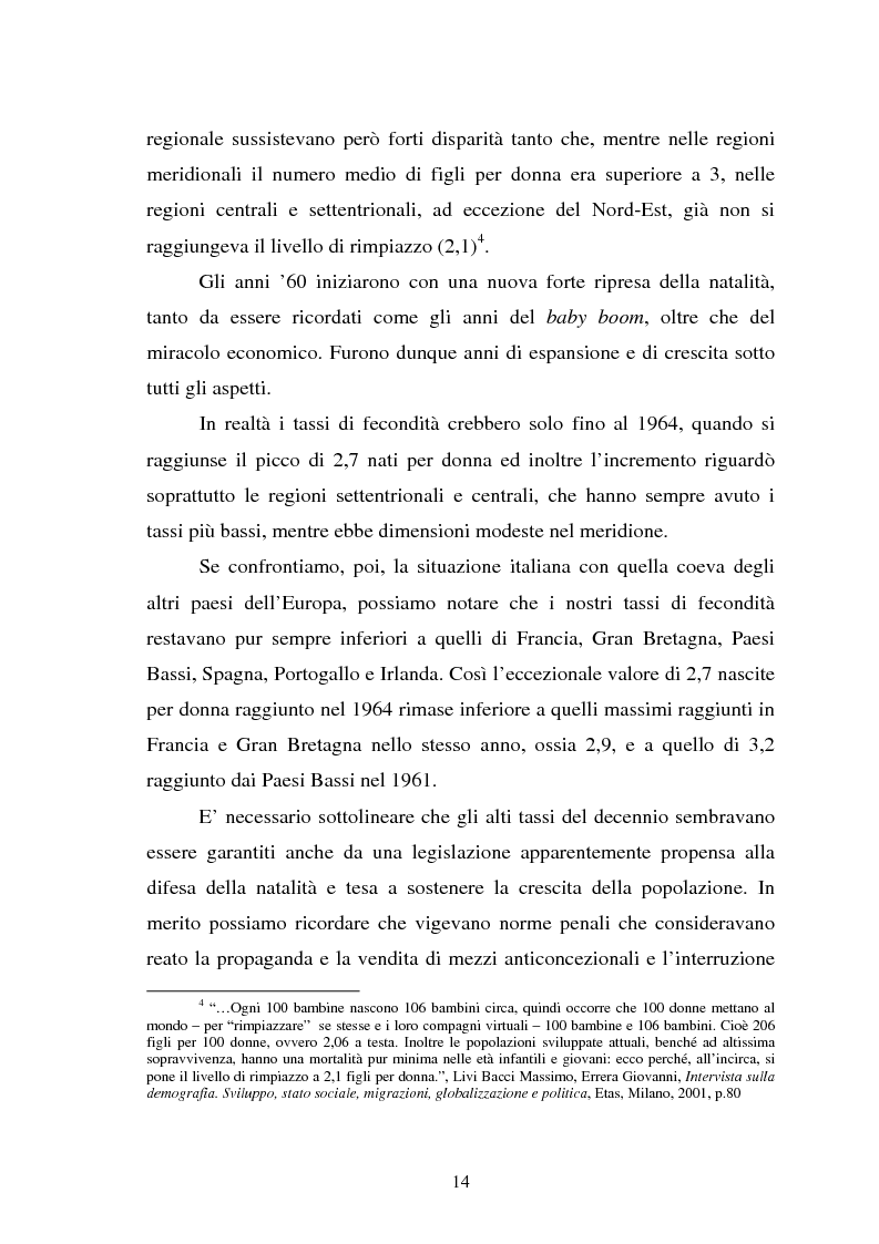 Anteprima della tesi: La fecondità in Italia: riflessioni teoriche ed evidenze empiriche in un confronto tra le province, Pagina 8