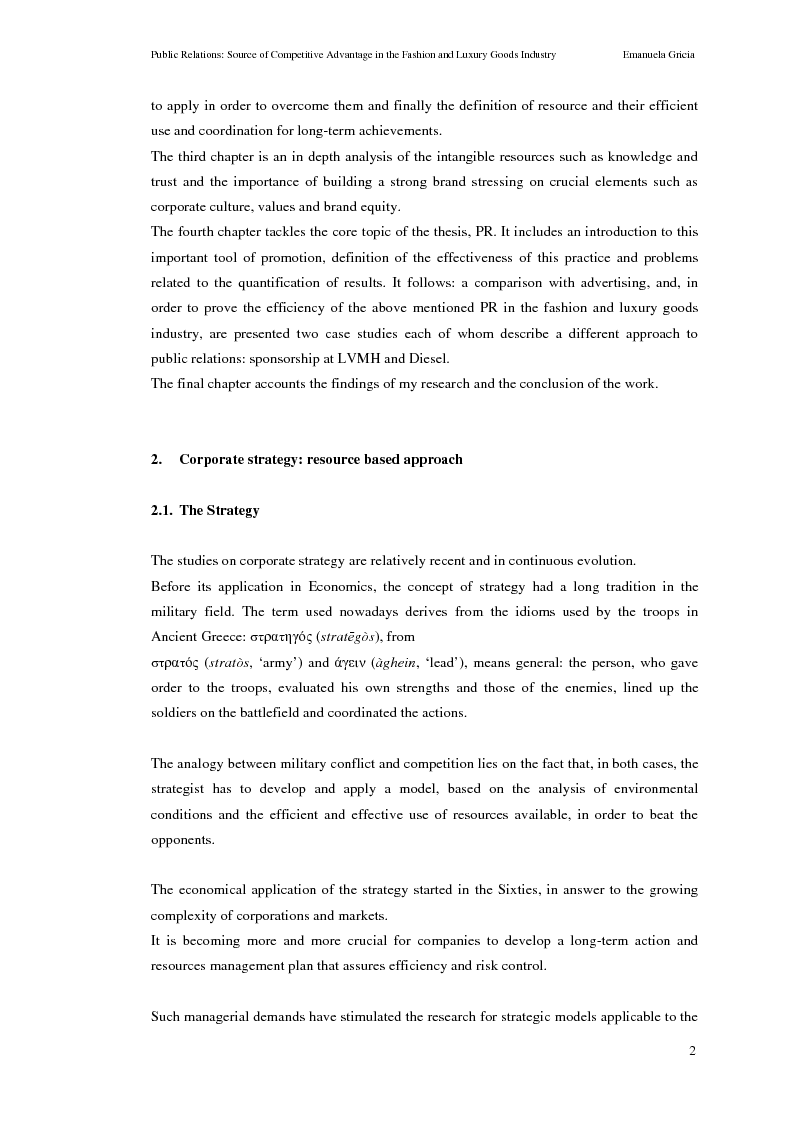 Anteprima della tesi: Public Relations: Source of Competitive Advantage in the Fashion and Luxury Goods Industry, Pagina 2
