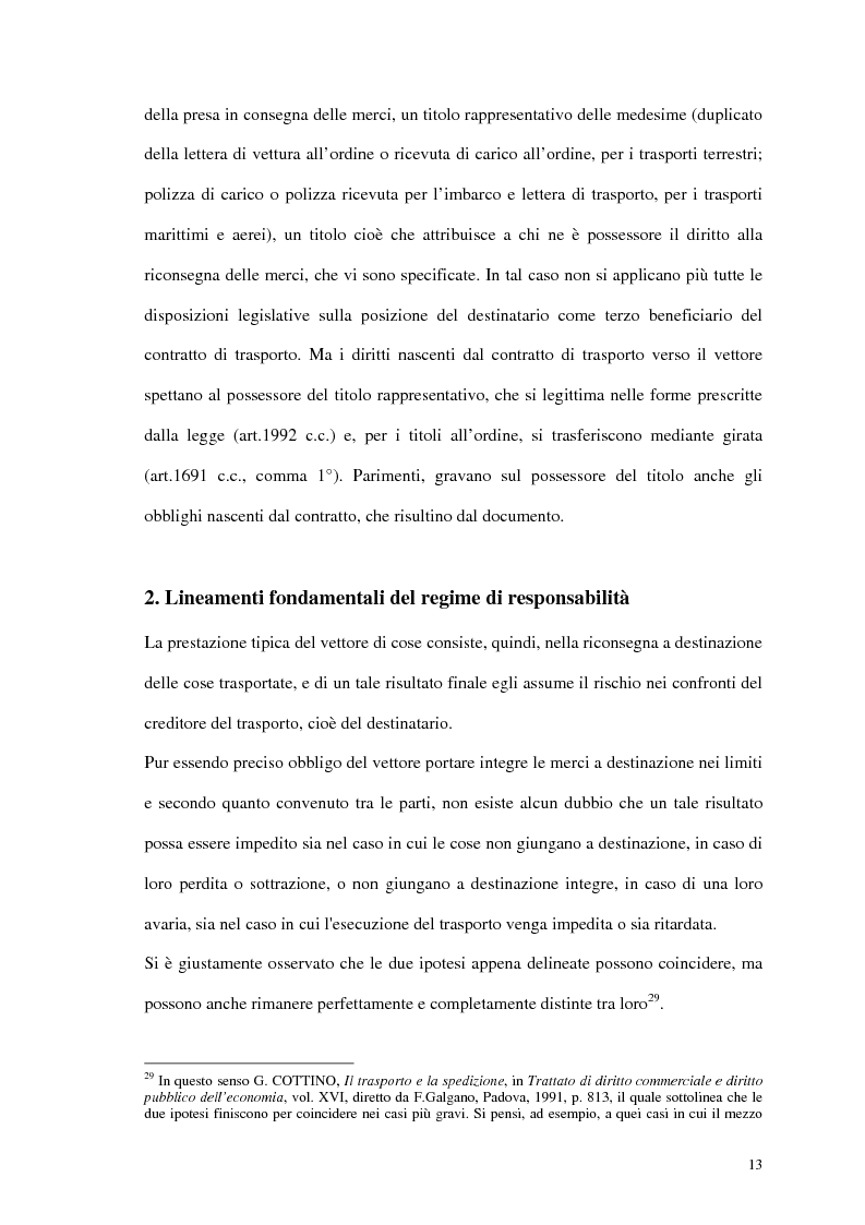 Anteprima della tesi: La responsabilità del vettore stradale di cose per ritardo nella riconsegna, Pagina 13
