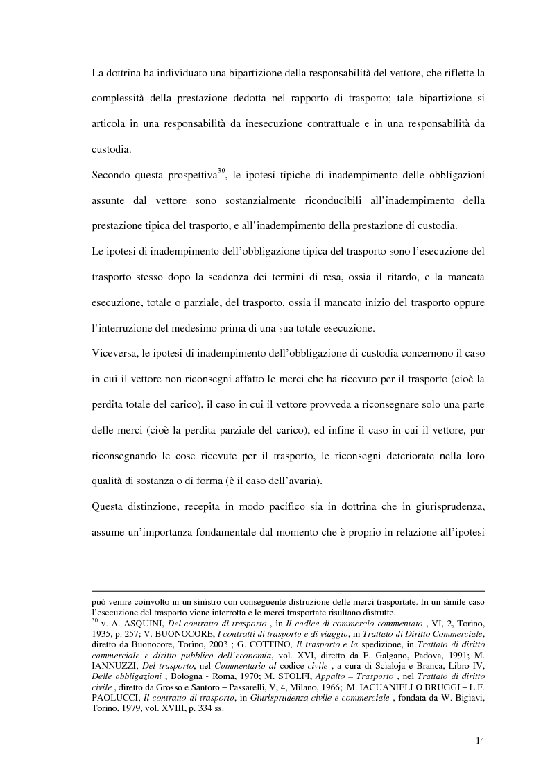 Anteprima della tesi: La responsabilità del vettore stradale di cose per ritardo nella riconsegna, Pagina 14