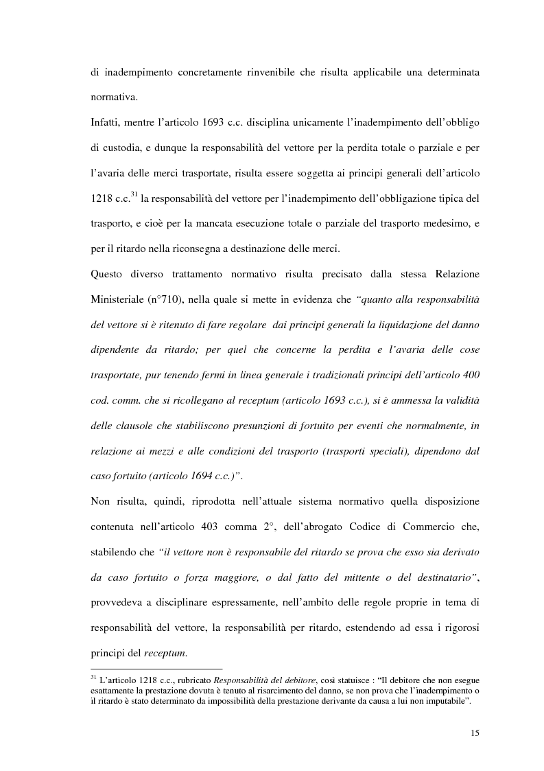 Anteprima della tesi: La responsabilità del vettore stradale di cose per ritardo nella riconsegna, Pagina 15