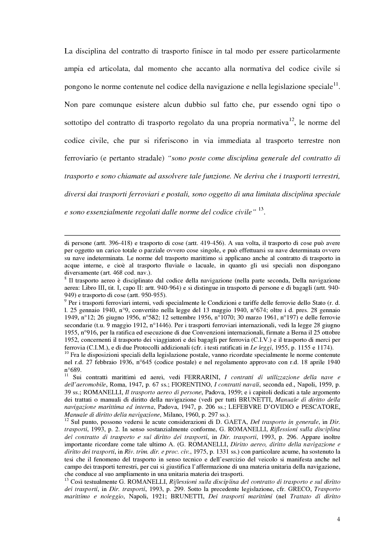Anteprima della tesi: La responsabilità del vettore stradale di cose per ritardo nella riconsegna, Pagina 4