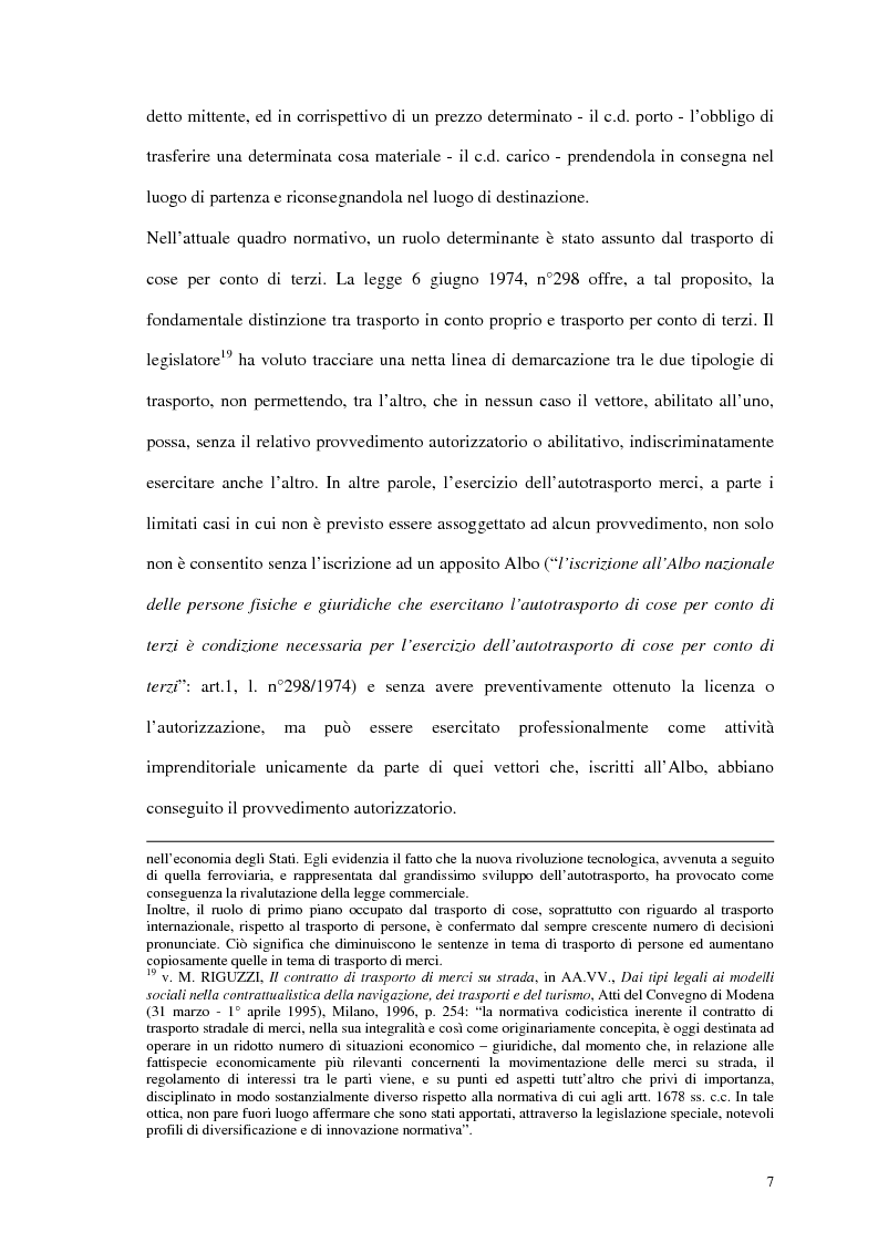 Anteprima della tesi: La responsabilità del vettore stradale di cose per ritardo nella riconsegna, Pagina 7