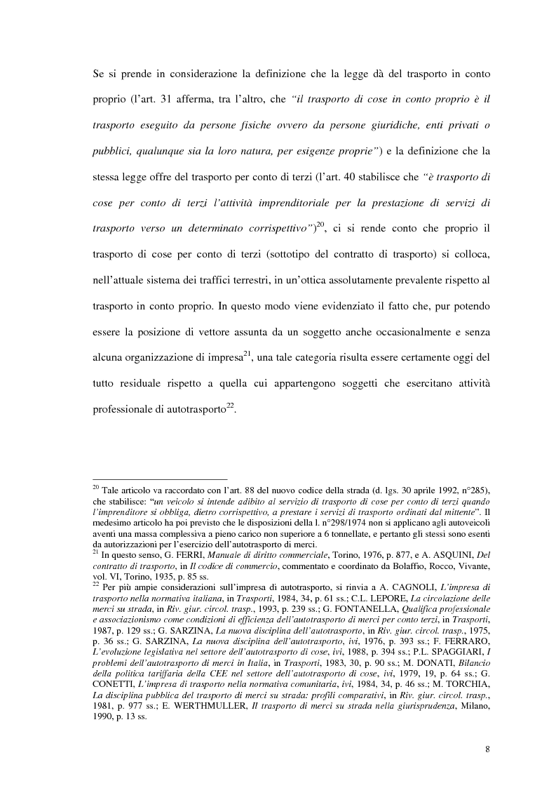 Anteprima della tesi: La responsabilità del vettore stradale di cose per ritardo nella riconsegna, Pagina 8