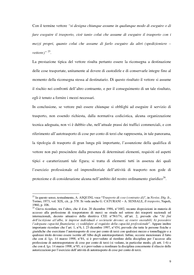 Anteprima della tesi: La responsabilità del vettore stradale di cose per ritardo nella riconsegna, Pagina 9