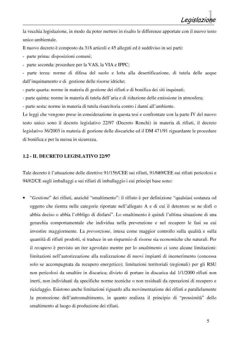 Anteprima della tesi: Interazione tra gli inquinanti e la frazione argillosa del suolo in un sito contaminato soggetto ad opere di bonifica e recupero ambientale, Pagina 3