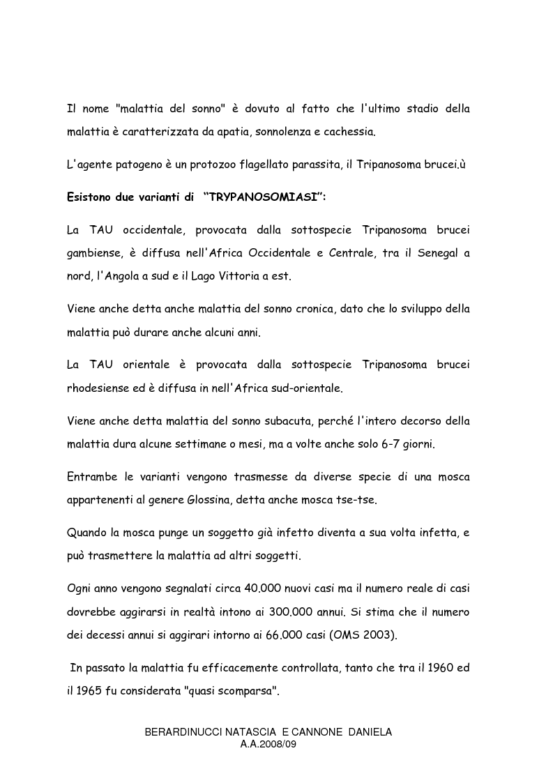 Anteprima della tesi: La trypanosomiasi africana e le complicanze neurologiche, Pagina 4