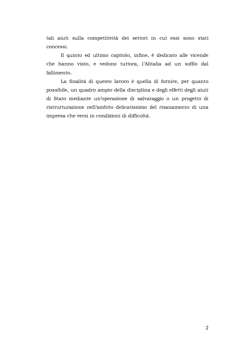 Anteprima della tesi: Gli aiuti di stato per il salvataggio e la ristrutturazione di imprese in difficoltà: il caso Alitalia, Pagina 2