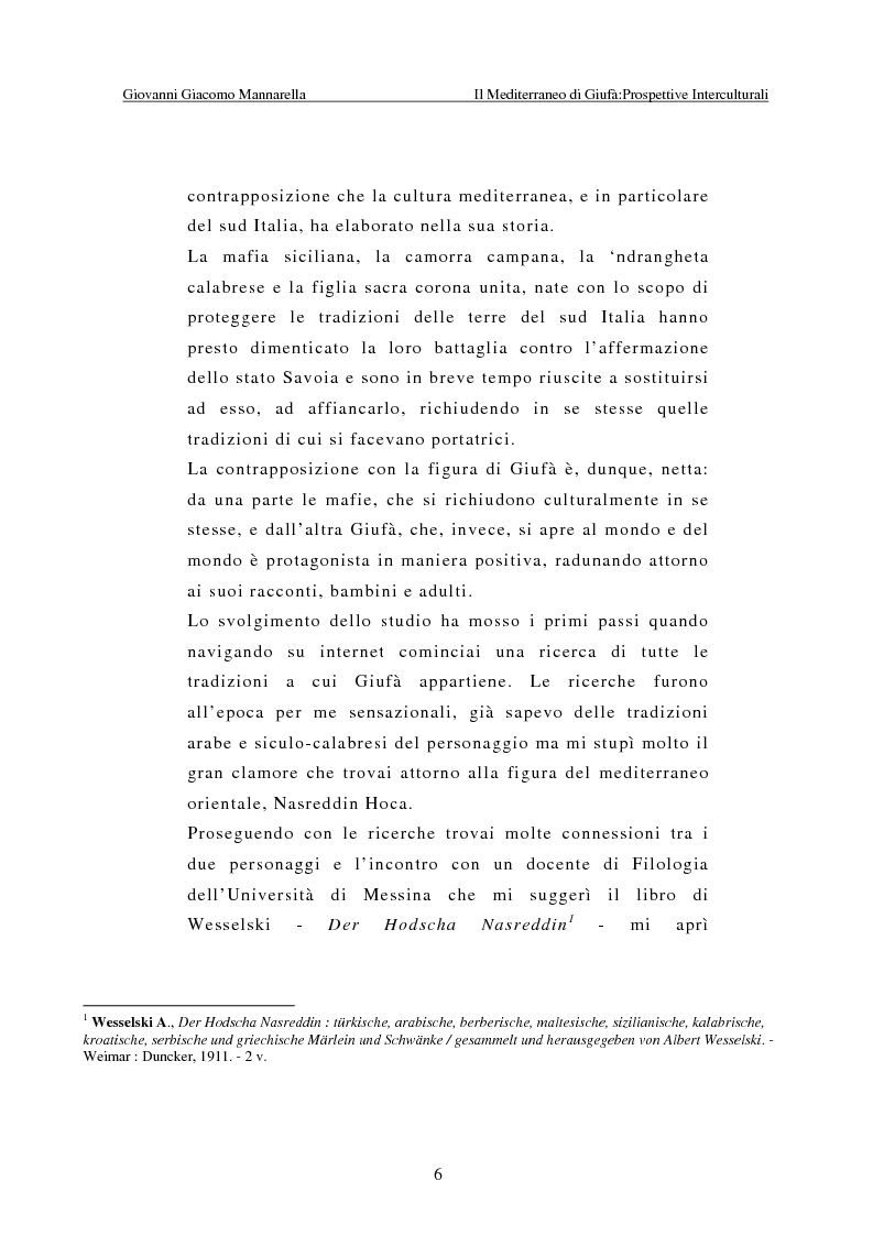 Anteprima della tesi: Il Mediterraneo di Giufà: prospettive interculturali, Pagina 2