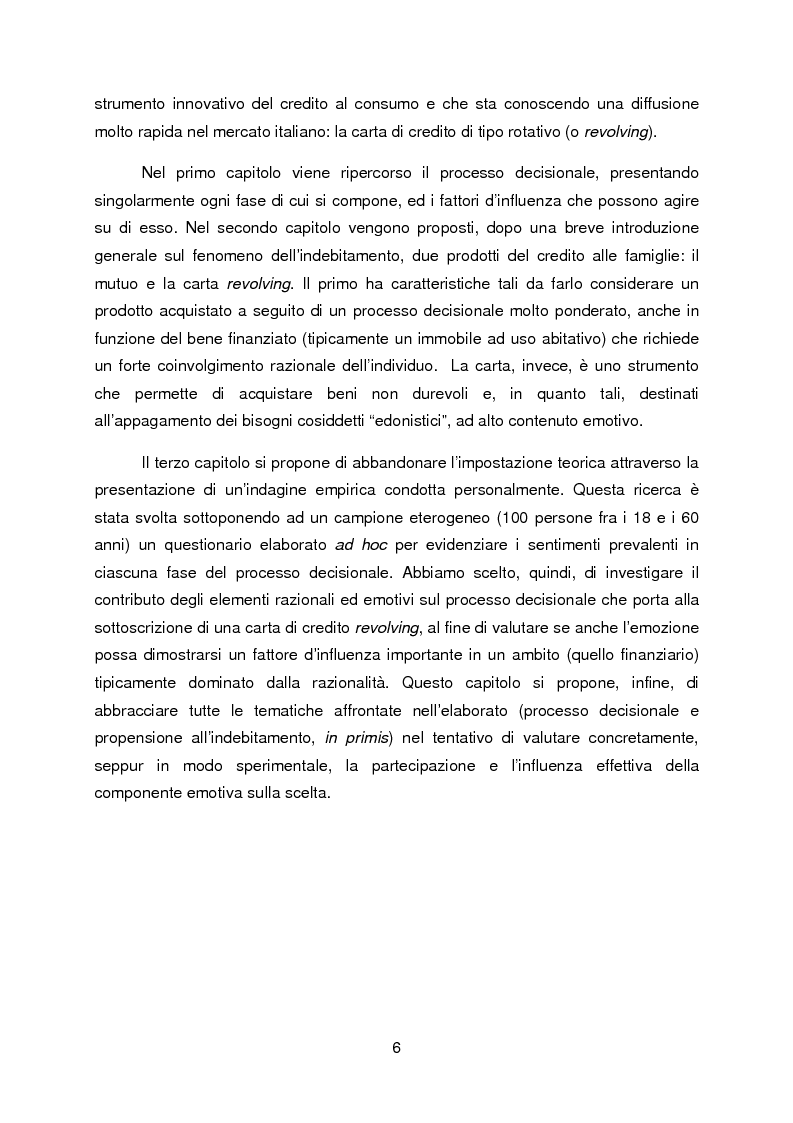 Anteprima della tesi: La propensione all'indebitamento: fattori razionali ed emotivi nel processo decisionale del consumatore, Pagina 2