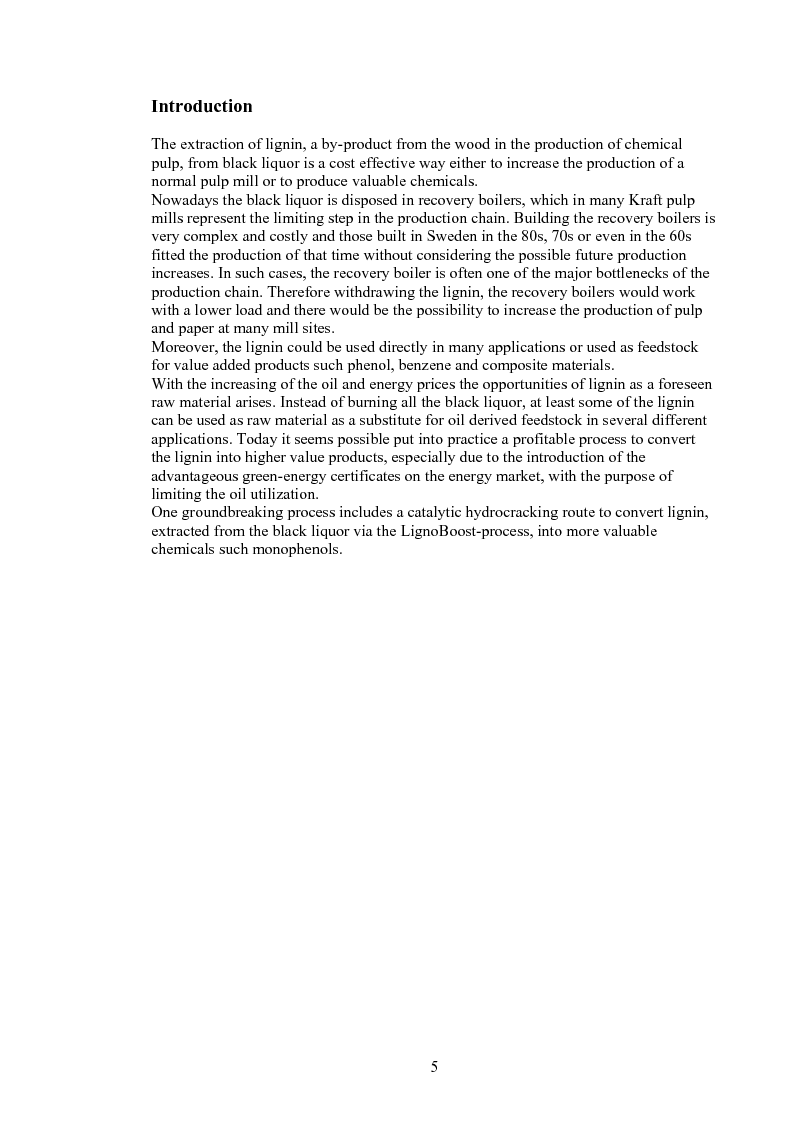 Anteprima della tesi: Produzione di fenoli da cracking catalitico della lignina - Catalytic Hydrocracking of Lignin for Phenols Production, Pagina 5