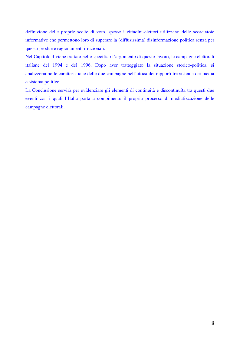 Anteprima della tesi: Le campagne elettorali italiane del 1994 e del 1996. Un’analisi comparata., Pagina 2