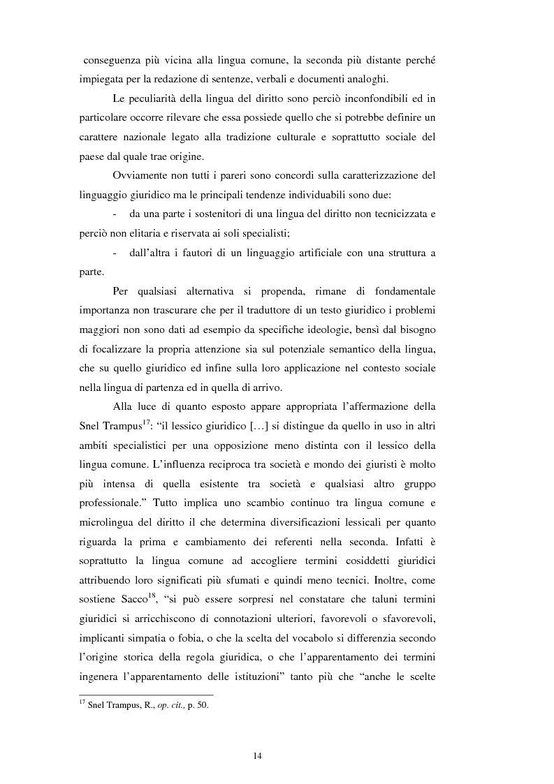 Anteprima della tesi: Teoria e pratica della traduzione: la filiazione e le sentenze del ''Journal del tribunaux'', Pagina 10