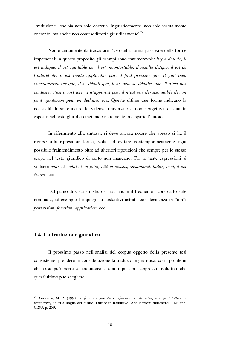 Anteprima della tesi: Teoria e pratica della traduzione: la filiazione e le sentenze del ''Journal del tribunaux'', Pagina 14