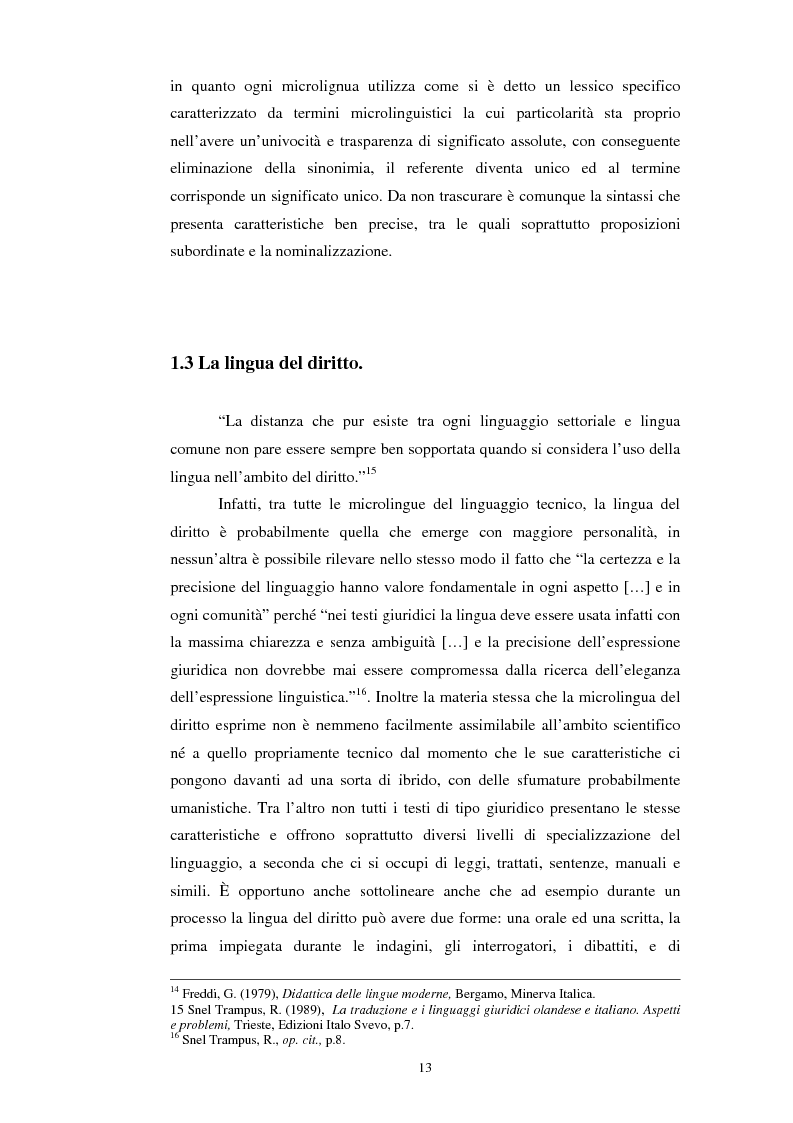 Anteprima della tesi: Teoria e pratica della traduzione: la filiazione e le sentenze del ''Journal del tribunaux'', Pagina 9