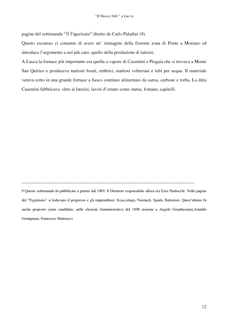 Anteprima della tesi: Il ''Nuovo Stile'' a Lucca - Gli artigiani del cemento tra fine ottocento ed inizi novecento, Pagina 10