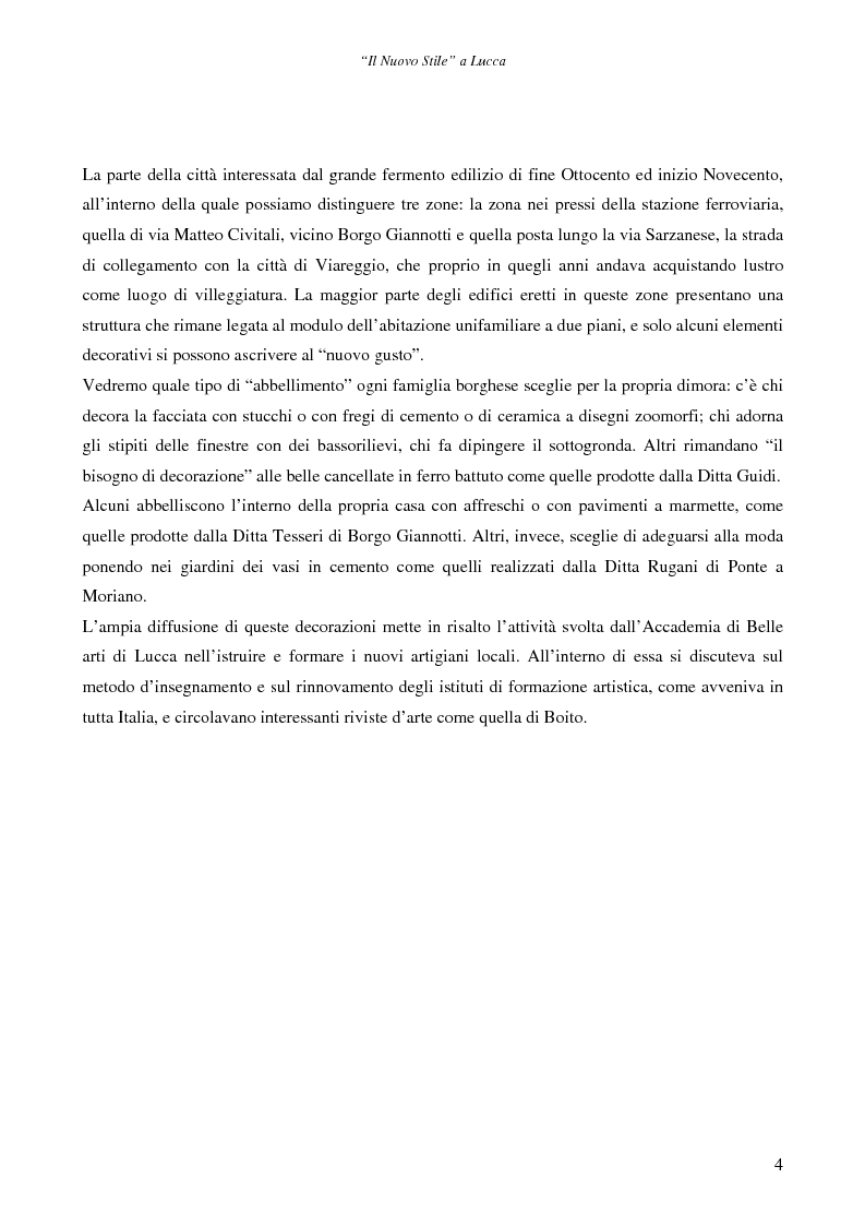 Anteprima della tesi: Il ''Nuovo Stile'' a Lucca - Gli artigiani del cemento tra fine ottocento ed inizi novecento, Pagina 2