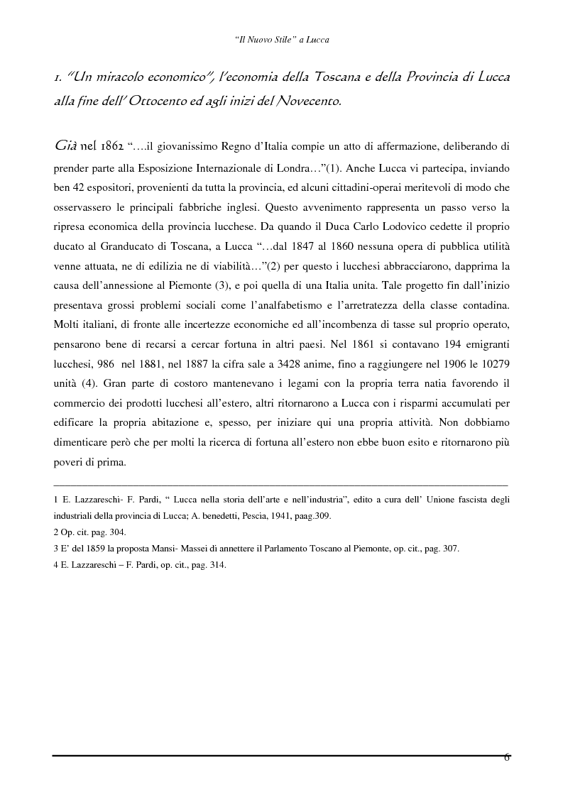 Anteprima della tesi: Il ''Nuovo Stile'' a Lucca - Gli artigiani del cemento tra fine ottocento ed inizi novecento, Pagina 4