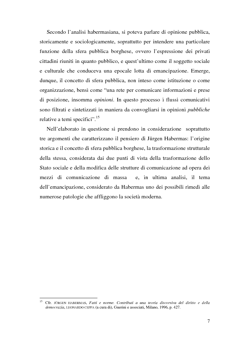 Anteprima della tesi: L'opinione pubblica nel pensiero politico del primo Habermas, Pagina 5