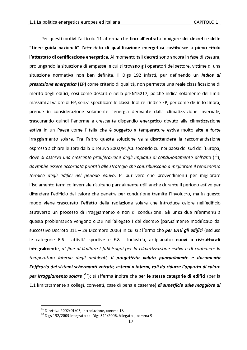 Anteprima della tesi: Building automation ed efficienza energetica: metodologia di valutazione del risparmio energetico conseguibile mediante controllo integrato dell'illuminazione e delle protezioni solari, Pagina 11
