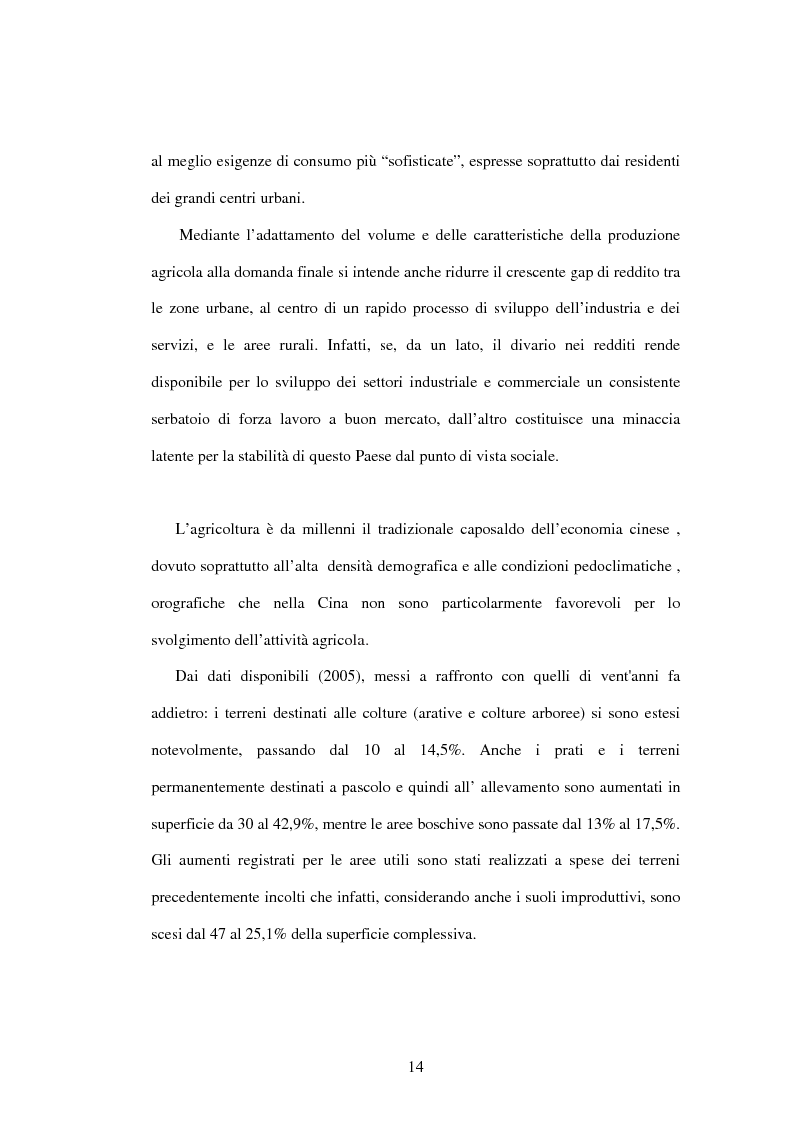 Anteprima della tesi: Prodotti agroalimentari: rapporti Italia-Cina. Il commercio, il rischio della concorrenza e le opportunità di un nuovo mercato, Pagina 8
