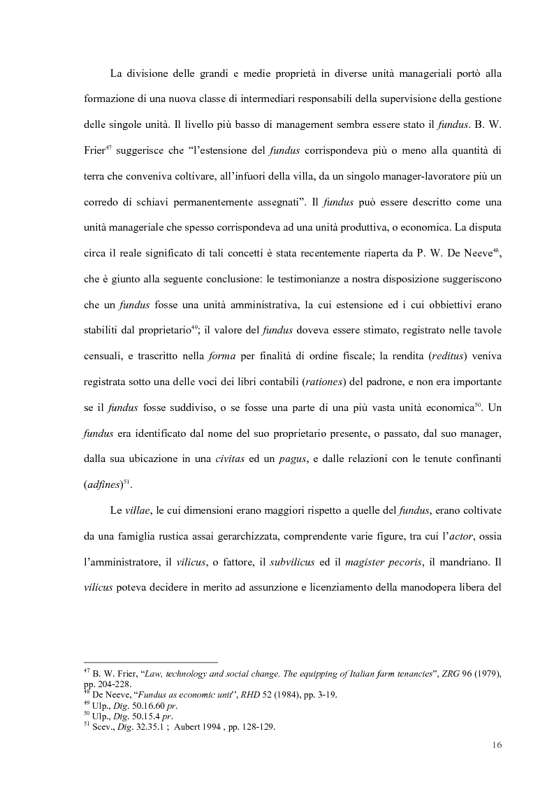 Anteprima della tesi: Organizzazione del lavoro nelle proprietà rurali in età Imperiale (con particolare attenzione al personale epigraficamente attestato in Puglia), Pagina 13