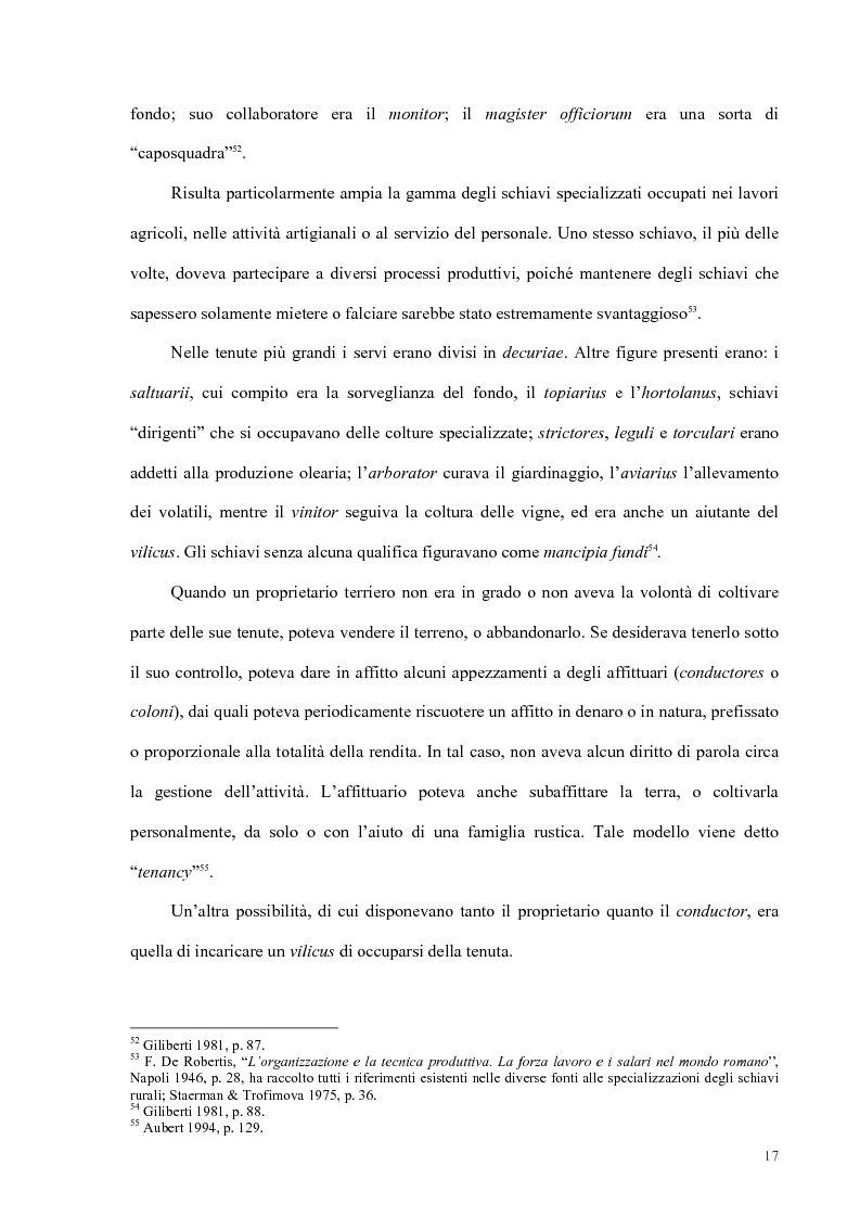 Anteprima della tesi: Organizzazione del lavoro nelle proprietà rurali in età Imperiale (con particolare attenzione al personale epigraficamente attestato in Puglia), Pagina 14