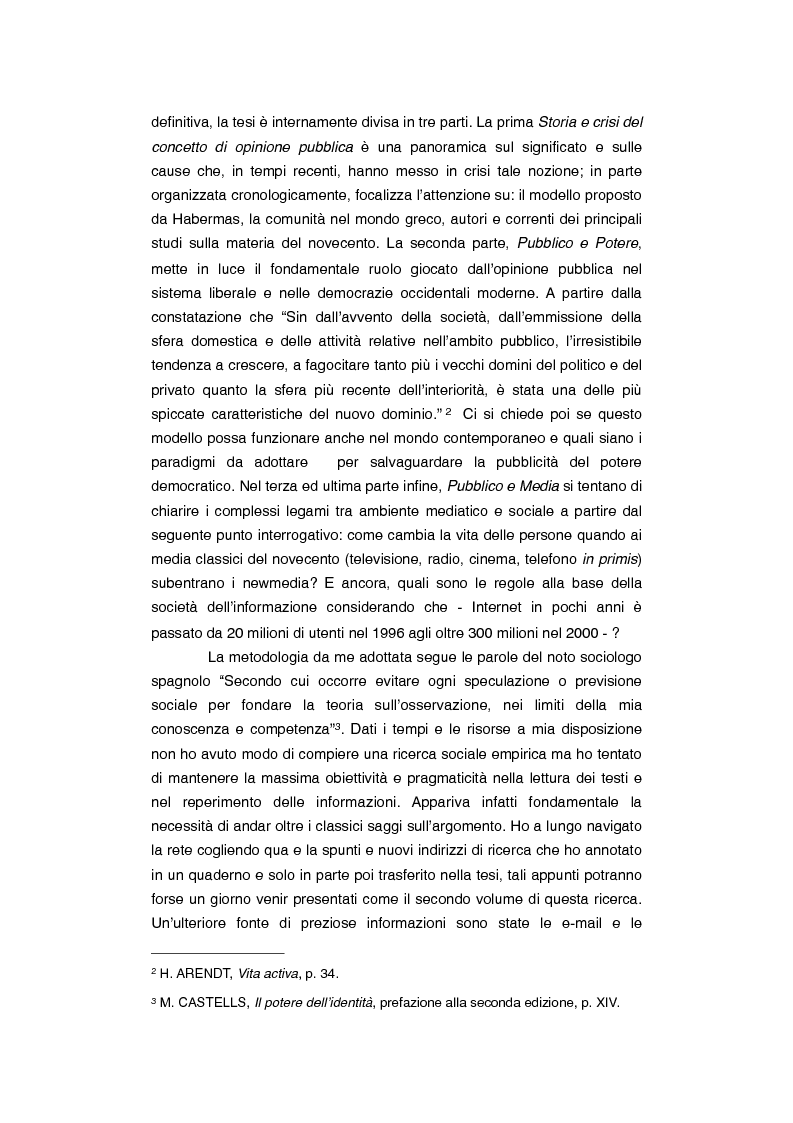 Anteprima della tesi: Dov'è finita l'opinione pubblica al tempo del social-network? Riflessioni su newmedia e comunicazione, Pagina 2
