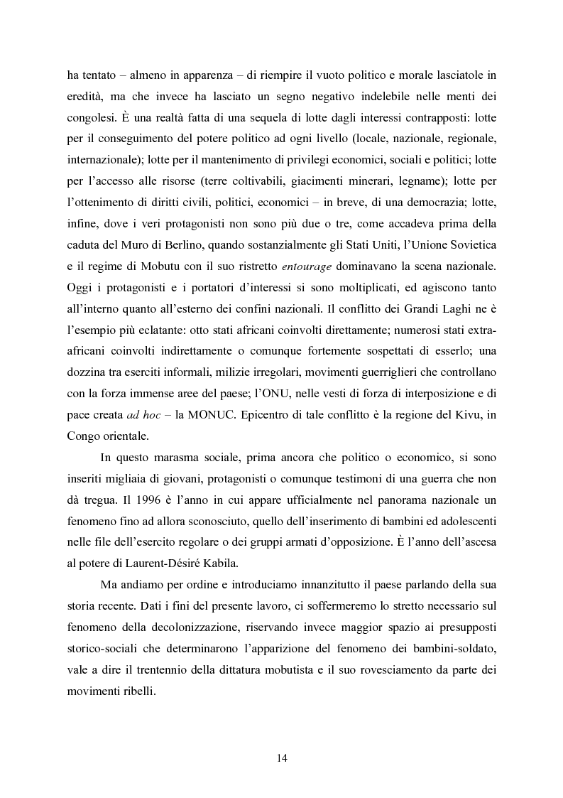 Anteprima della tesi: “Kadogo”: bambini-soldato della Repubblica Democratica del Congo. Il caso dei Mayi-mayi in Kivu, Pagina 12